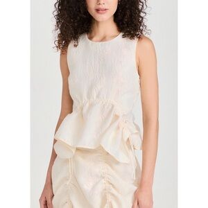 NWT SEA New York Off-White Sleeveless Peplum Elegi Jacquard Top